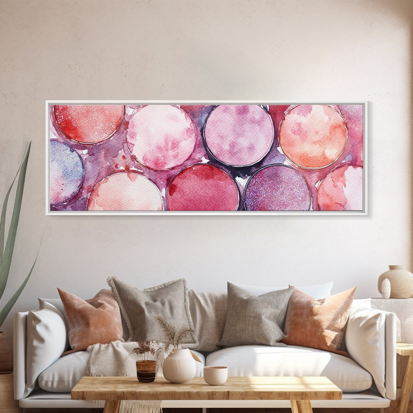 Glitter Eyeshadow Art Canvas Print Makeup Lover Decor Light Pink Abstract Wall Art Bedroom Aesthetic Makeup Room Glamorous Artwork