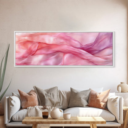Light Pink Abstract Canvas Print Living Room Wall Art Horizontal Pink Wall Art Feminine Wabi Sabi Art Minimalist Extra Wide Art