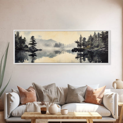 Tranquil Woodland Reflection Canvas Print, Lake Tahoe Art, Smoky Mountain Art, Coastal Landscape Art, Bedroom Art, Rustic Decor