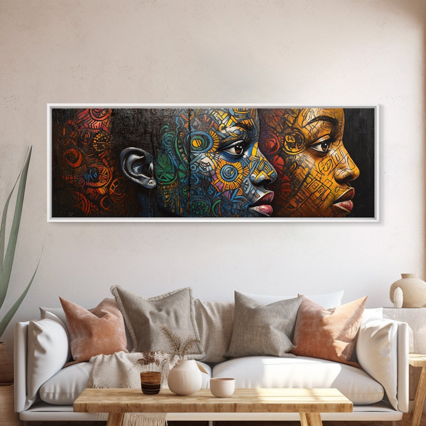 Vibrant African Art Tribal Art Décor Golden Tones Minimalist Decor Rustic Wall Art Original Painting Unique Gift Idea
