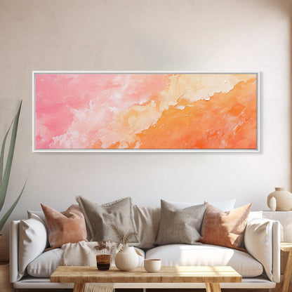Textured Abstract Pink Canvas Print - Soft Peach and Coral Wall Art, Minimalist Fall Decor, Vibrant Pastel Bedroom Accent, Gift Idea