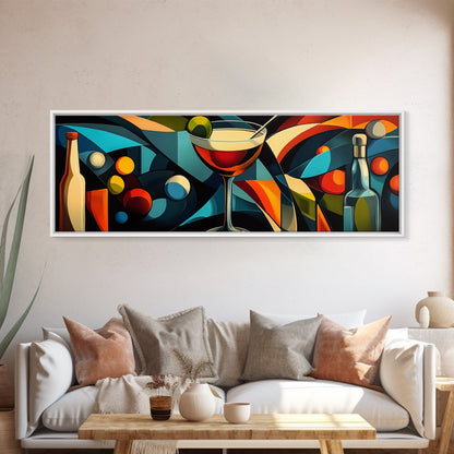 Abstract Martini Framed Canvas Print Espresso Martini Wall Art Modern Cocktail Art Kitchen Bar Decor Bold Geometric Wall Artwork