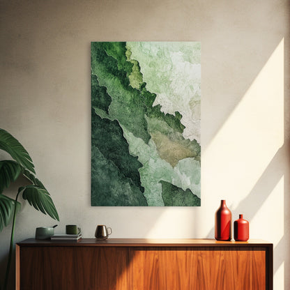 Textured Green Framed Canvas Print, Sage Green Wall Art, Modern Rustic Decor, Minimalist Bedroom Art, Vertical Skinny Wall Art