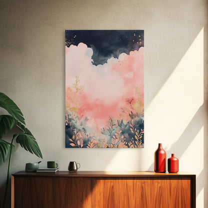 Moody dark romance painting with gold accents framed canvas print autumn-inspired wall decor rustic wabi sabi art farmhouse gift