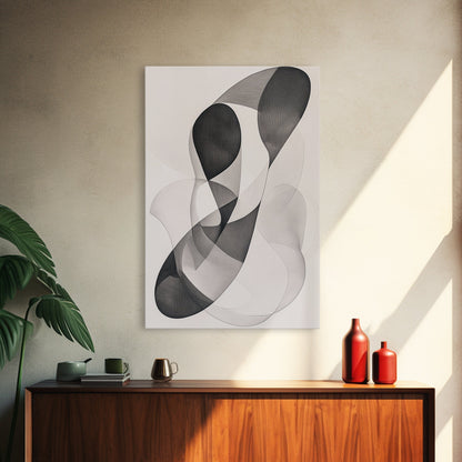 Dynamic Monochrome Abstract Canvas Print Minimalist Line Art Modern Wall Decor Gift Idea Living Room Stylish Contemporary Artwork