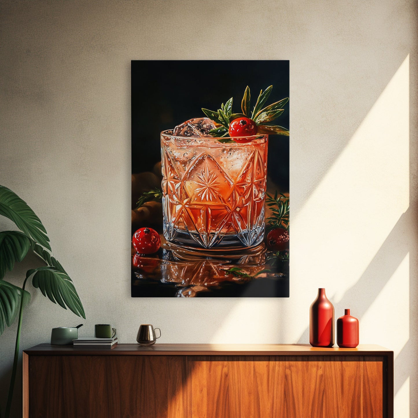 Cranberry Cocktail Canvas Print | Food Review Kitchen Art | Espresso Martini Wall Art | Rustic Kitchen Bar Decor Gift Idea Artwork