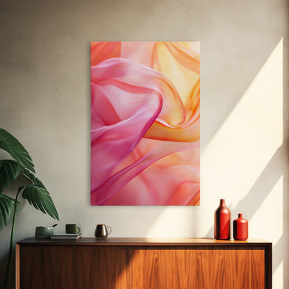 Sheer Pink and Orange Canvas Print with Light Pink Wall Art Aesthetic and Minimalist Zen Decor for Bedroom or Guest Room