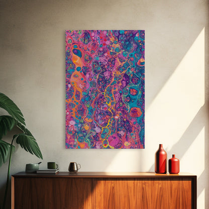 Psychedelic Swirls Abstract Framed Canvas Print Colorful Moody Art Sacred Geometry Wall Art Living Room Boho Decor