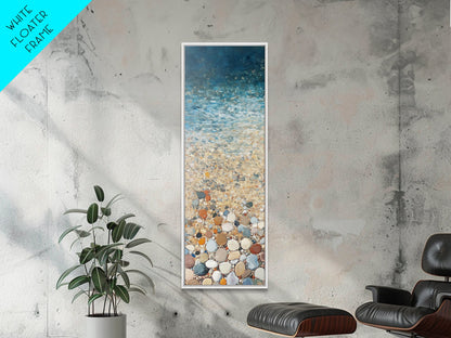 Beach Shoreline, coastal painting, mosaic wall art, ocean decor, nautical wall art, farmhouse art, Framed Canvas Print, rustic decor