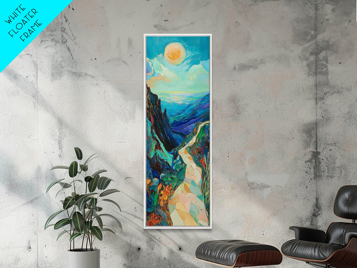 Mountain Painting, Canvas Print, sunset wall art, pink orange wall art, extra wide art, panoramic painting, landscape painting