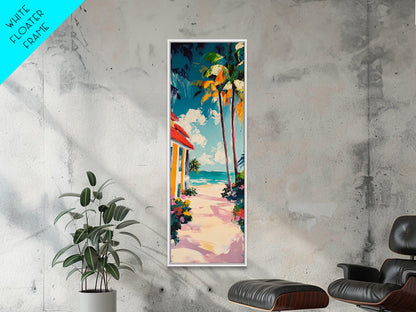 Beach Path, palm tree painting, coastal painting, nautical decor, tropical beach house art, above bed wall art, Canvas Print