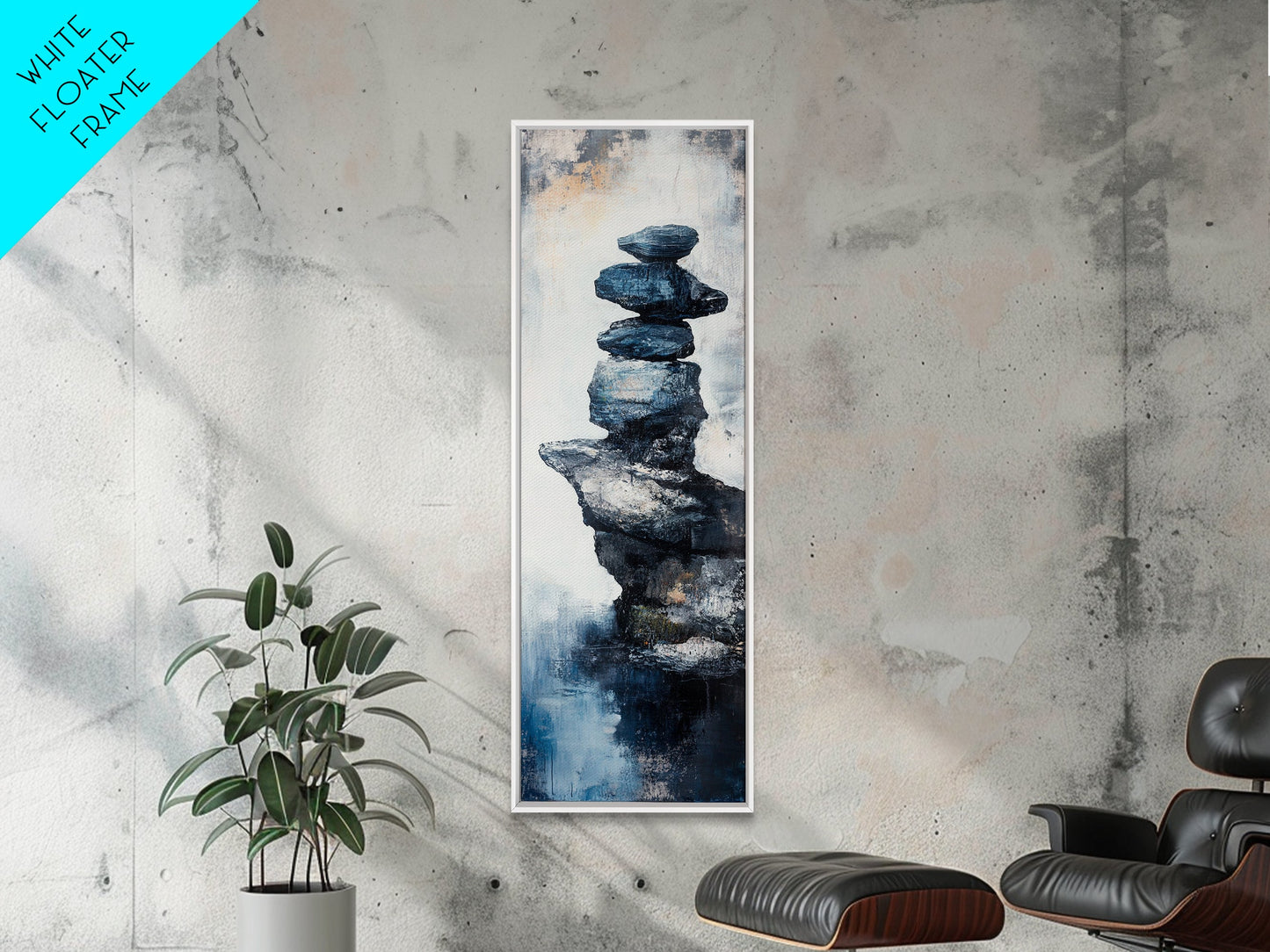 Stacked Rocks, wabi sabi art, zen wall art, minimalist art, sacred geometry wall art, framed canvas print, vertical wall art