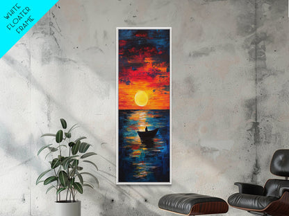 Fisherman Silhouette, Ocean Sunset, Moody Art, Canvas Print, Nautical Wall Art, Boho Art, Rustic Decor, Above Couch Art