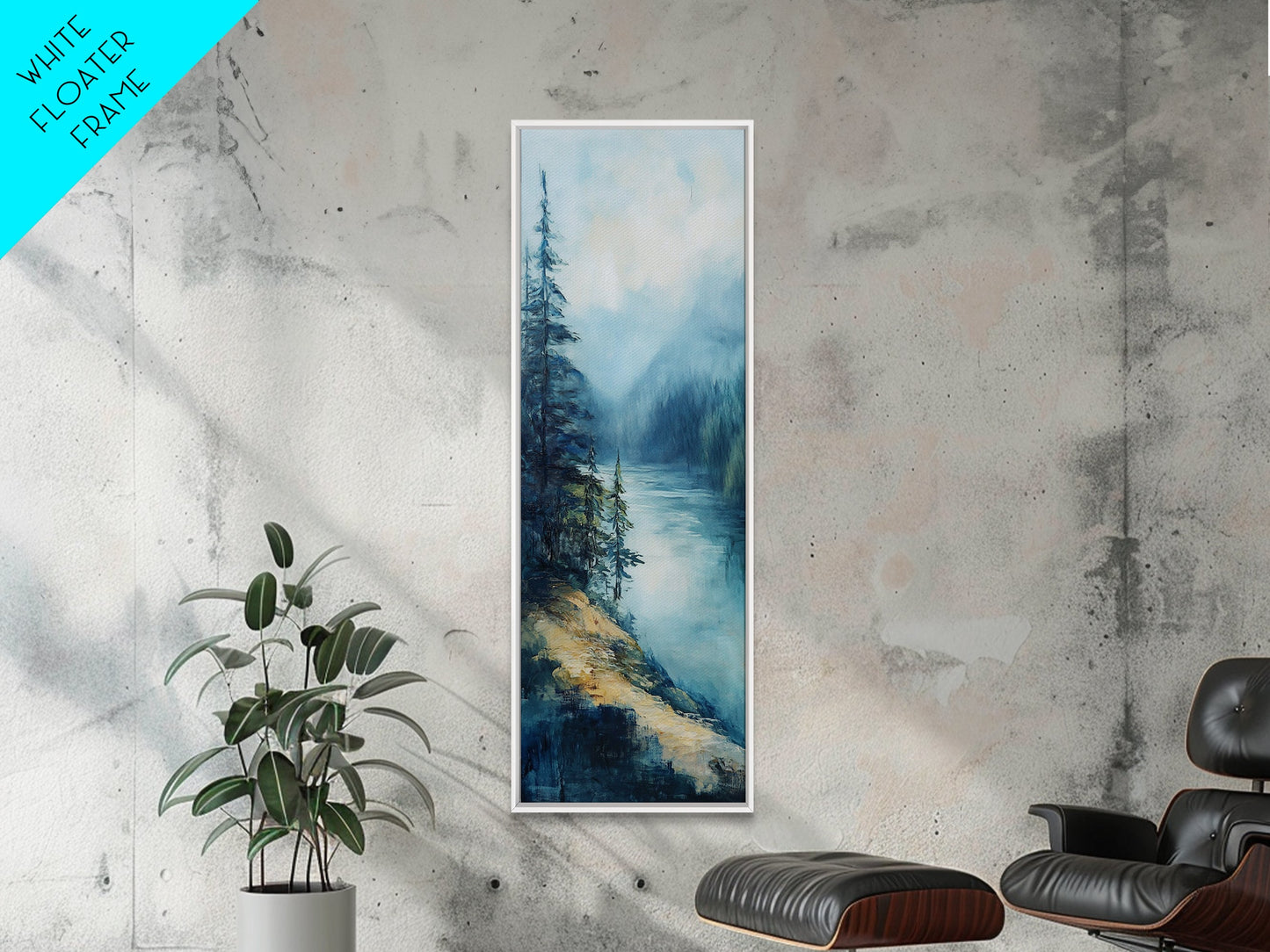 Misty Forest, lake Tahoe art, mountain painting, smoky mountain art, rustic decor, framed canvas print, landscape painting
