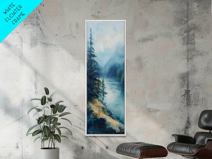 Misty Forest, lake Tahoe art, mountain painting, smoky mountain art, rustic decor, framed canvas print, landscape painting