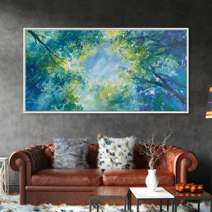 Canopy View, tree painting, green wall art, botanical prints, sage green wall art, whimsical art, Framed Canvas Print, gift idea