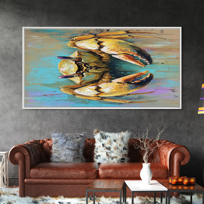 Krabbenbild, Küstendeko, Maritime Wandkunst, Rustikale Kunst, Gerahmter Leinwanddruck, Meereskunst, Strandhauskunst, Kunst mit Meeresmotiven