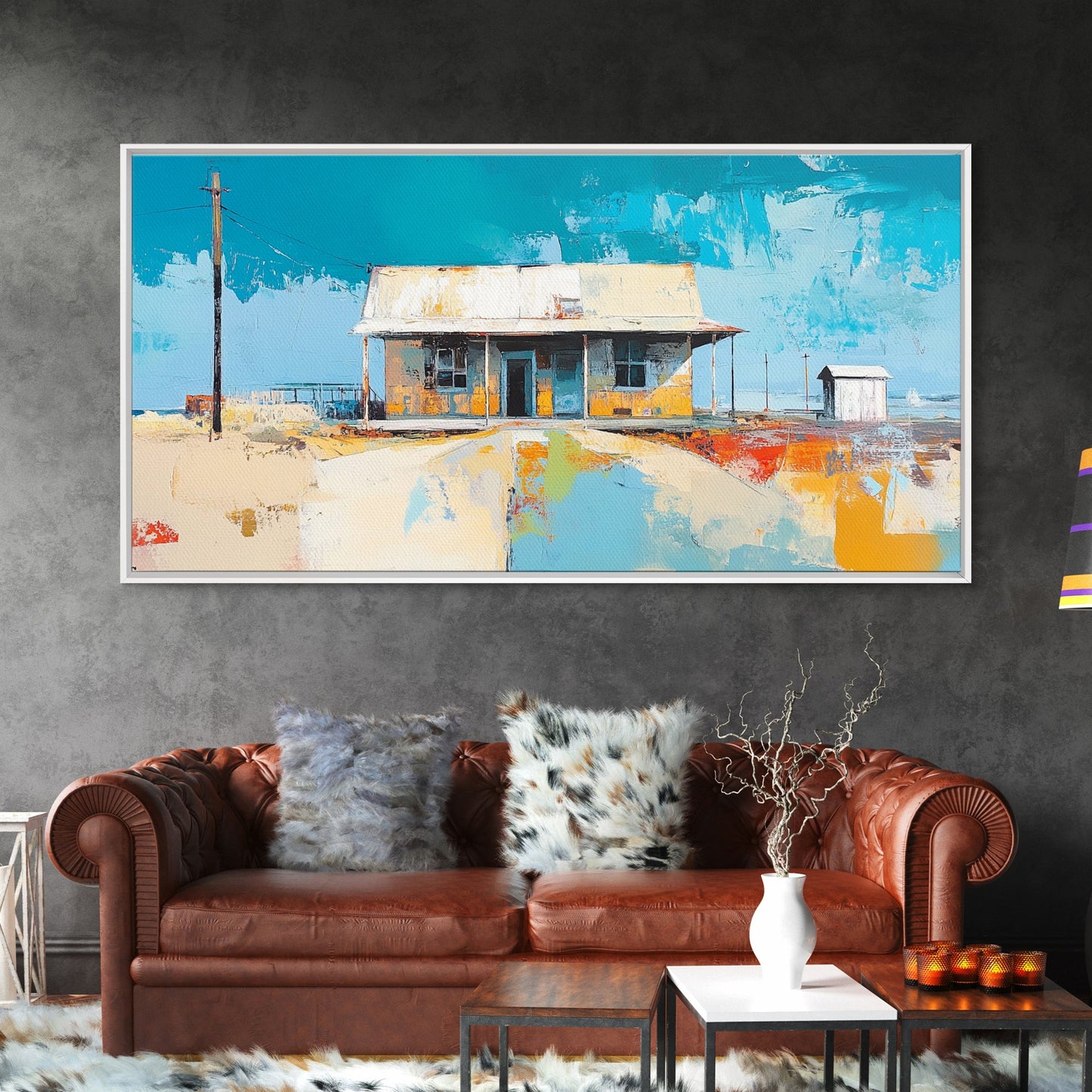 Desert House Art, Wandkunst im Südwest-Stil, rustikale Dekoration, Boho-Kunst, Bauernhauskunst, Küstenmalerei, gerahmter Leinwanddruck