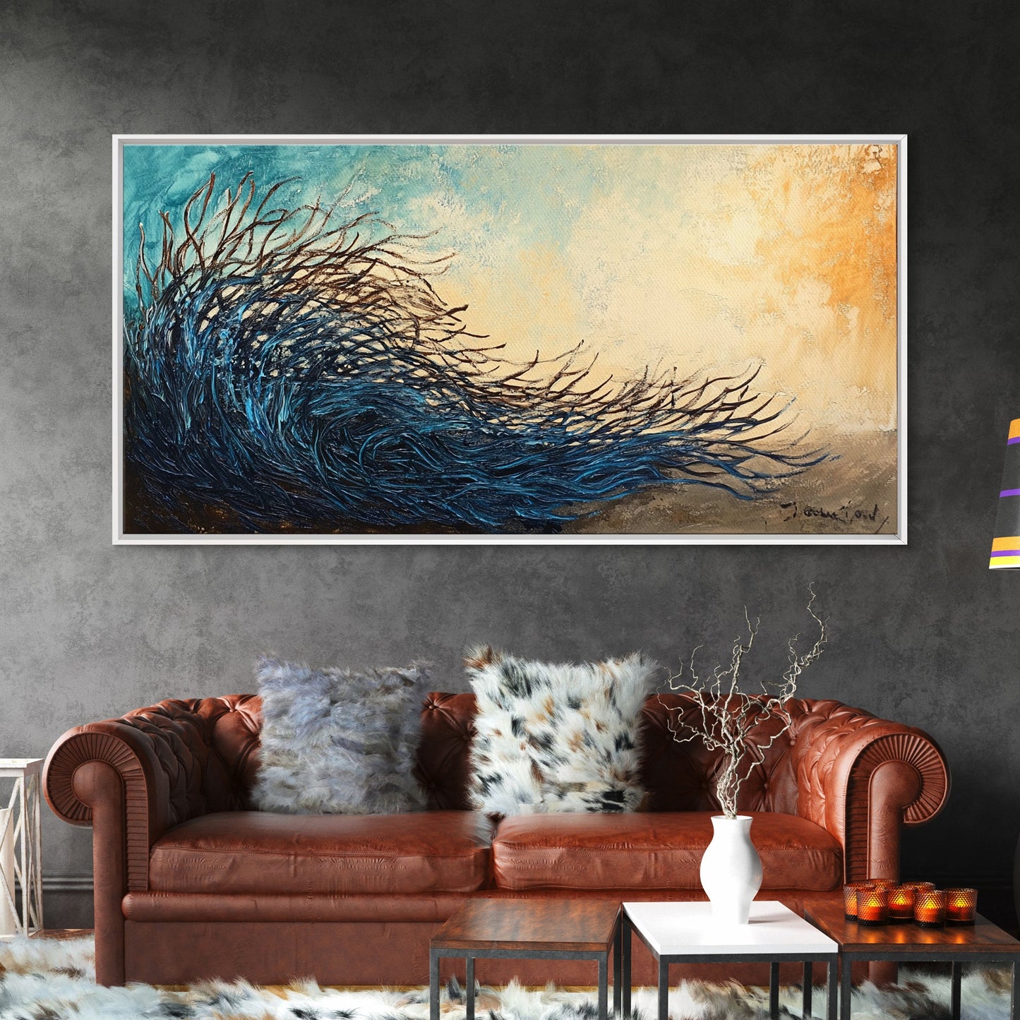 Abstract Wind, Canvas Print, wabi sabi art, moody art, extra wide painting, contemporary abstract, panoramic wall art