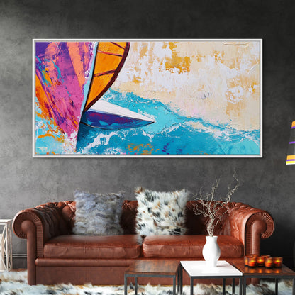 Sailboat Painting, Coastal Art, Nautical Decor, Canvas Print, Surf Wall Art, Ocean Art, Coastal Cowgirl Wall Art, Seascape Painting