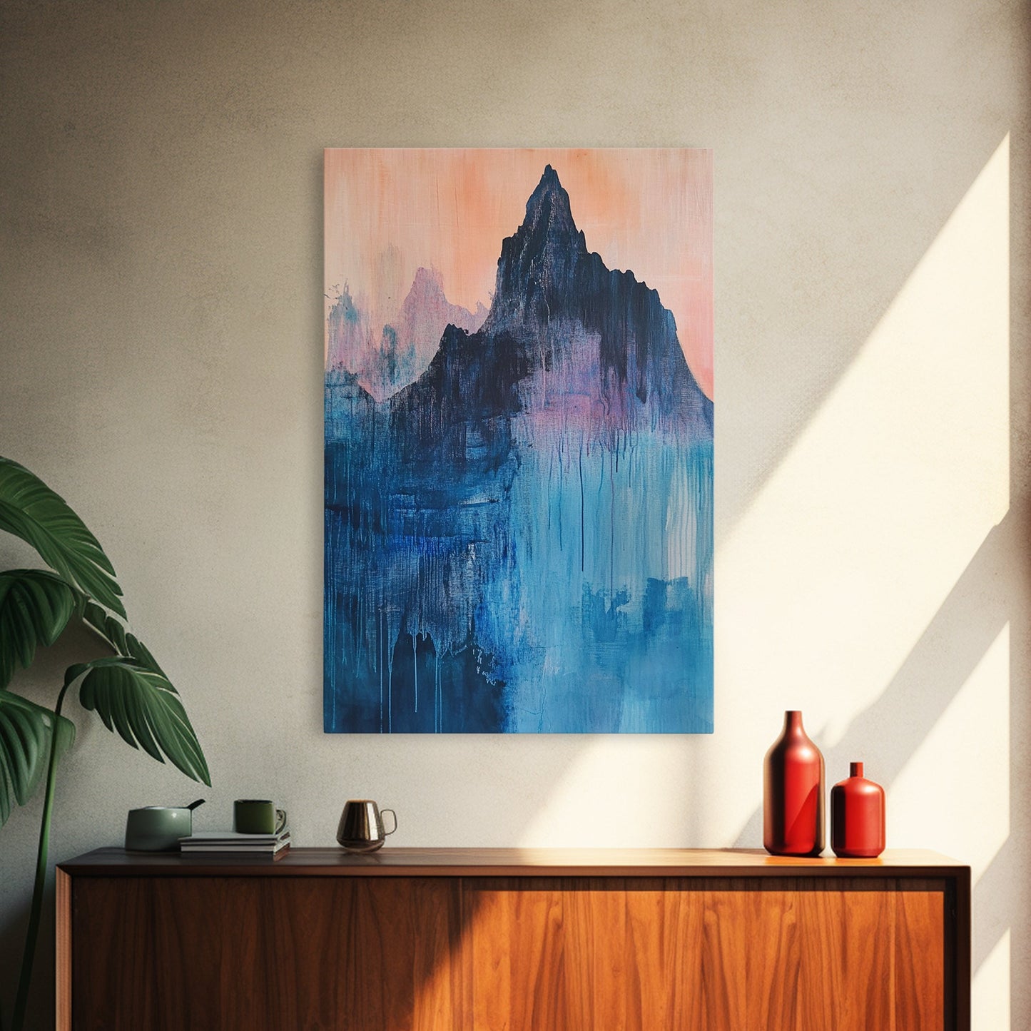 Mystic Peak, Smoky Mountain Art, Landscape Painting, Moody Art, Mountain Painting, Canvas Print, Rustic Decor, Bedroom Art