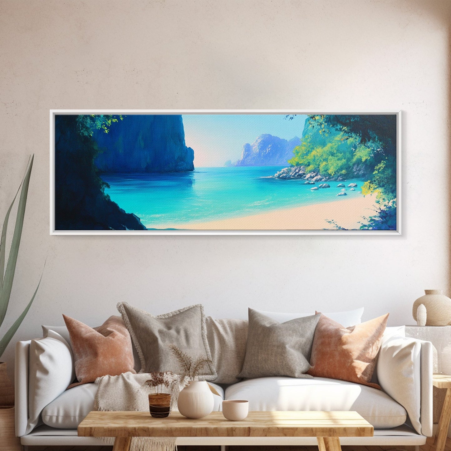 Hidden Beach Cove Canvas Print Tropical Landscape Wall Art Coastal Nature Decor Living Room Office Relaxing Ocean Gift