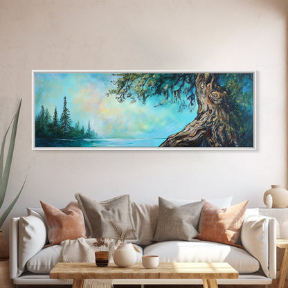 Ancient Tree Serenity Canvas Print Majestic Nature Painting Mystical Forest Art Peaceful Landscape Large Wall Art Living Room