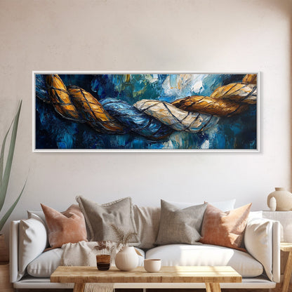 Nautical Rope Texture Canvas Print Abstract Coastal Wall Art, Ocean Inspired Painting, Rustic Nautical Decor, Beach House Wall Art