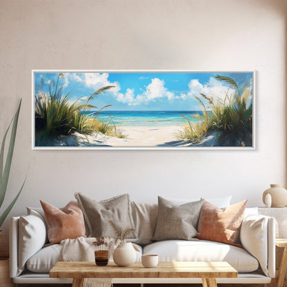 Tranquil Ocean Beach View Canvas Print, Coastal Wall Art, Blue Nautical Decor, Modern Seascape Painting, Beach House Decor