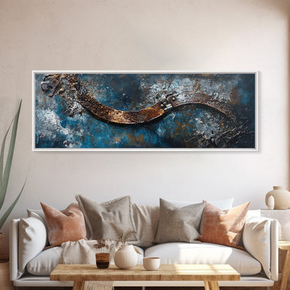 Industrial Wall Art, Dark Texture Painting, Masculine Decor, Framed Canvas Print, Office Artwork, Rustic Metal Art