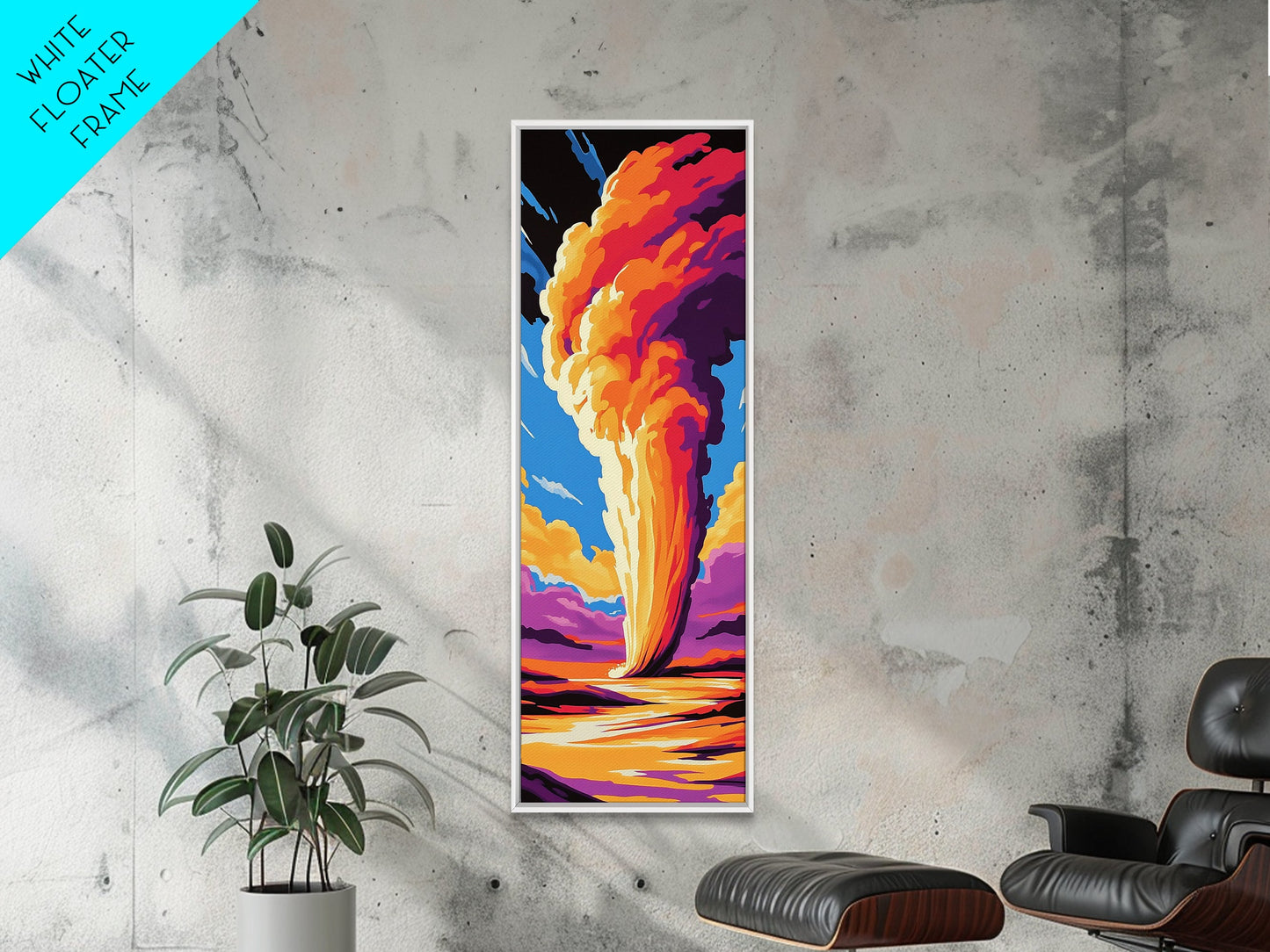 Geyser Eruption, Vibrant Nature, Framed Canvas Print, Yellowstone Art, National Park Decor, Outdoor Adventure, Living Room Wall Art