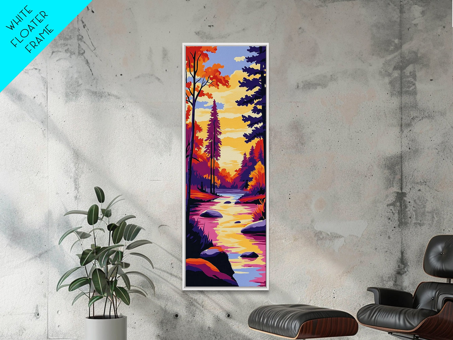 Autumn River, Forest Wall Art, Cozy Fall Decor, Nature Canvas Print, Cabin Home Art, Rustic Living Room Decor, Landscape Art