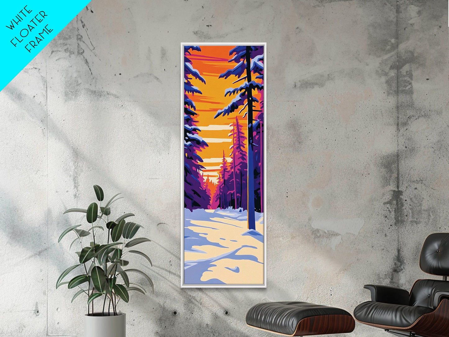 Snowy Pine Forest, Winter Wonderland, Christmas Sunset, Framed Canvas Print, Holiday Wall Art, Cozy Cabin Decor, Rustic Lodge Vibes