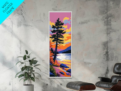 Solitary Pine Tree, Wilderness Art, Scenic Lake View, Outdoor Adventure Canvas Print, Sunset Landscape, Mountain Inspired