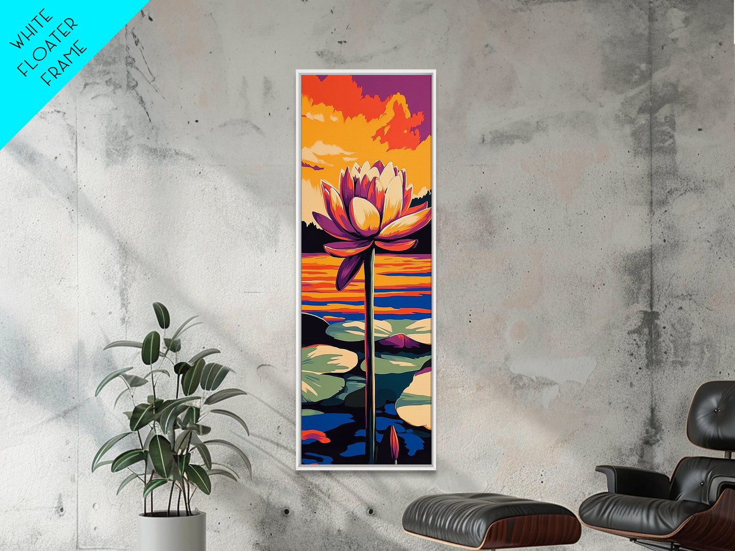 Water Lily, Serene Lake, Nature Art, Framed Canvas Print, Zen Home Decor, Peaceful Wall Art, Meditation Room Print, Botanical Painting