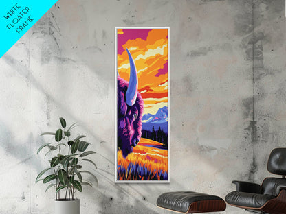 Buffalo Sunset, Western, Bold, Majestic, Canvas Print, Wildlife Wall Art, Rustic Decor, Man Cave Art, Nature Lover Gift, Bold Colors
