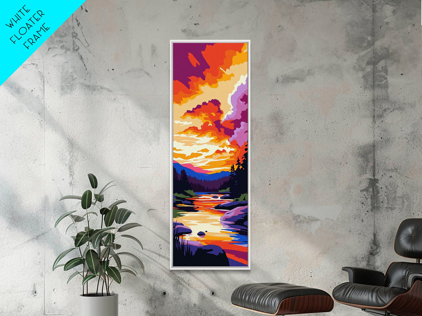 Canyon Sunset Scene, Vibrant Nature Wall Art, Desert Landscape Print, Warm Color Home Decor, Living Room Art, Framed Canvas Print