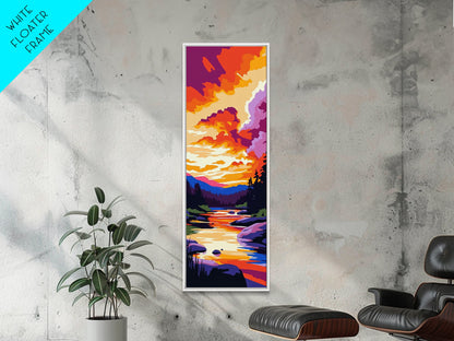 Canyon Sunset Scene, Vibrant Nature Wall Art, Desert Landscape Print, Warm Color Home Decor, Living Room Art, Framed Canvas Print