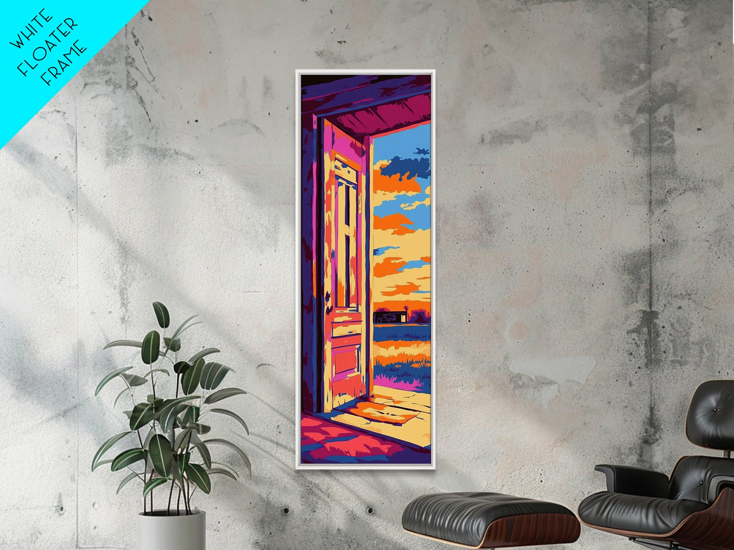 Rustic Open Door, Countryside Art, Cozy Home Decor, Framed Canvas Print, Warm Sunset, Modern Boho, Entryway Art, Warm Earthy Palette