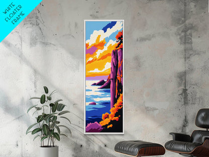 Cliffside View, Ocean Sunset, Dramatic Landscape, Vibrant Horizon, Canvas Print, Nature Wall Art, Modern Decor, Living Room Artwork