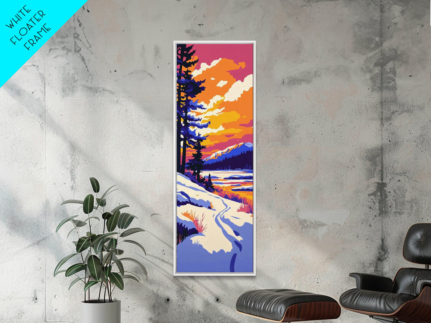 Winter Wonderland, Snowy Landscape, Mountain Art, Framed Canvas Print, Rustic Lodge Decor, Nature Painting, Seasonal Wall Art