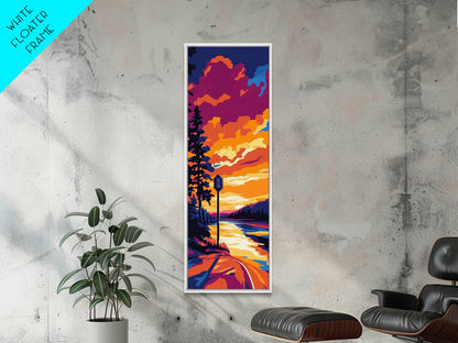 Roadside Sign, Sunset Highway Art, Scenic Landscape Painting, Rustic Wall Decor, Adventure Art, Living Room Wall Art, Canvas Print