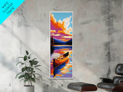 Canoe Reflection, Lake Serenity, Framed Canvas Print, Rustic Cabin Decor, Fall Adventure Art, Wall Hanging, Outdoor Enthusiast Gift