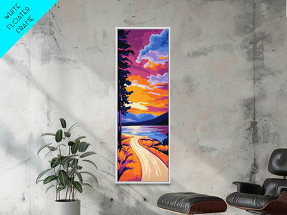 Autumn Lake, Fall Foliage Reflection, Cozy Cabin Decor, Seasonal Nature Artwork, Framed Canvas Print, Warm Tones, Woodland Scene