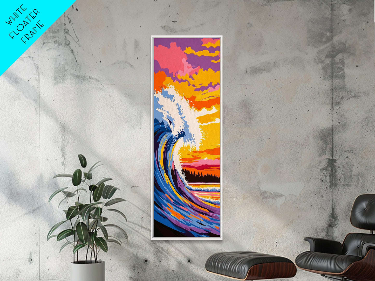 Surf Wave, Sunset Art, Colorful Ocean, Beach Wall Art, Seascape Painting, Vibrant Decor, Coastal Home, Modern Design, Canvas Print