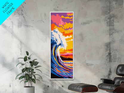 Surf Wave, Sunset Art, Colorful Ocean, Beach Wall Art, Seascape Painting, Vibrant Decor, Coastal Home, Modern Design, Canvas Print