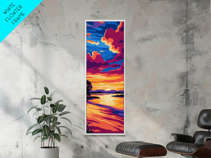 River Sunset, Serene View, Lake Reflection, Warm Colors, Peaceful Nature, Tranquil Scene, Cozy Home, Living Room, Canvas Print