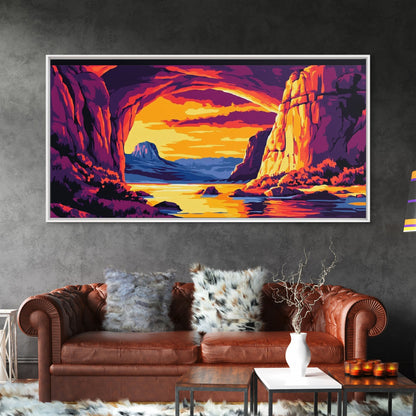 Canyon View, River Sunset, Majestic Landscape, Southwest Decor, Warm Tones, Nature Escape, Living Room or Office, Framed Canvas Print