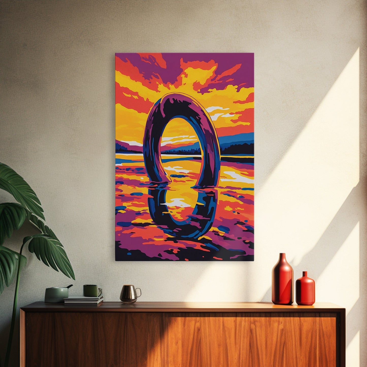 Surreal Loop, Dreamy Sunset, Fantasy Art, Abstract Landscape, Canvas Print, Unique Home Decor, Statement Wall Art, Modern