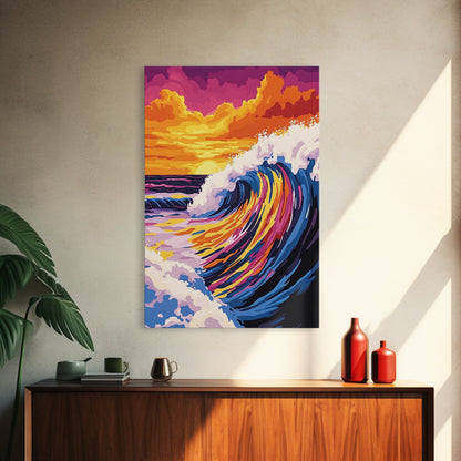 Ocean Wave, Surf Art, Coastal Canvas, Vibrant Seascape, Beach House Decor, Large Canvas Print, Modern Beach Wall Art